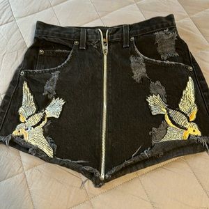 Adorable denim mini skirt made from a pair of shorts